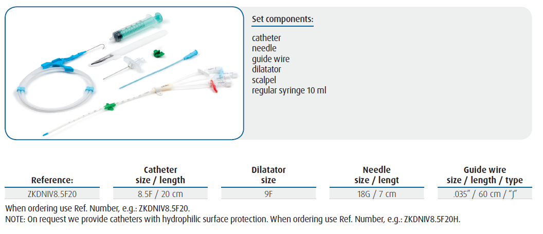 LARGE VESSEL CATHETERIZATION SET with quadruple lumen