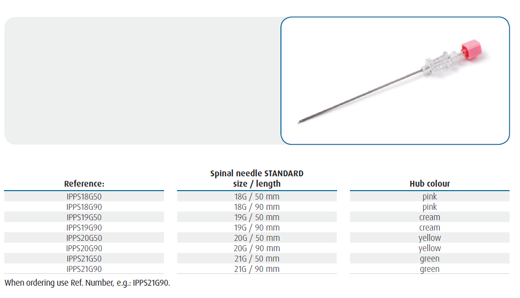 LUMBAR PUNCTURE NEEDLE (spinal needle STANDARD)